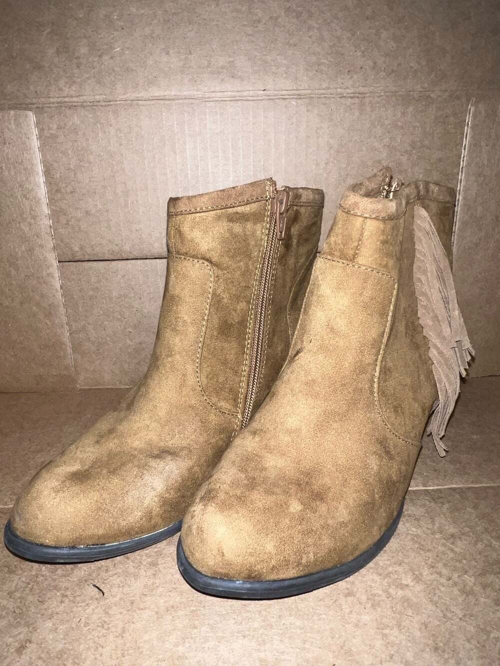 Mossimo Supply Co. Women's Brown Faux Suede Fringe Ankle Boots